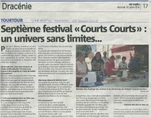 Var Matin 20 juillet 2016 - Festival Courts Courts - un Univers sans limites... 1_2 article