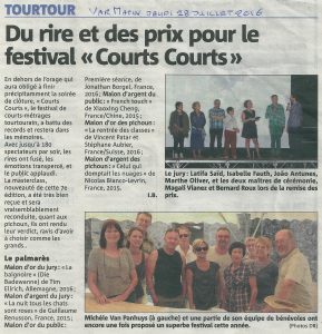 Var Matin 28 juillet 2016 Du rire et des prix pour le festival _Courts Courts_ de Tourtour